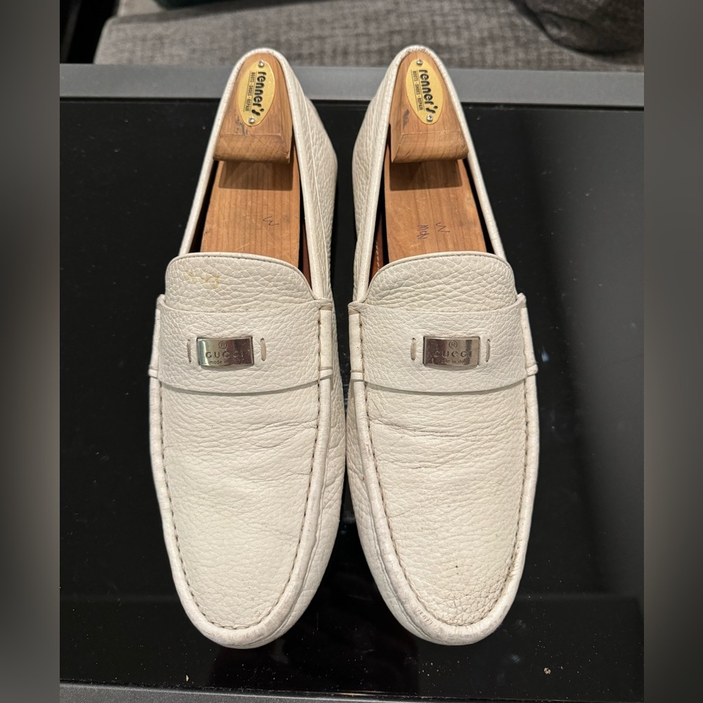 Gucci Leather Driving Shoes in White - Men’s (8.5) - Picture 3 of 13